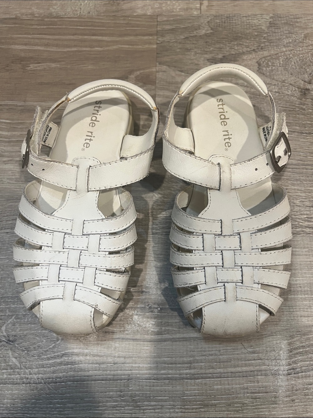 Stride Rite White Girls' Woven Fisherman Sandals